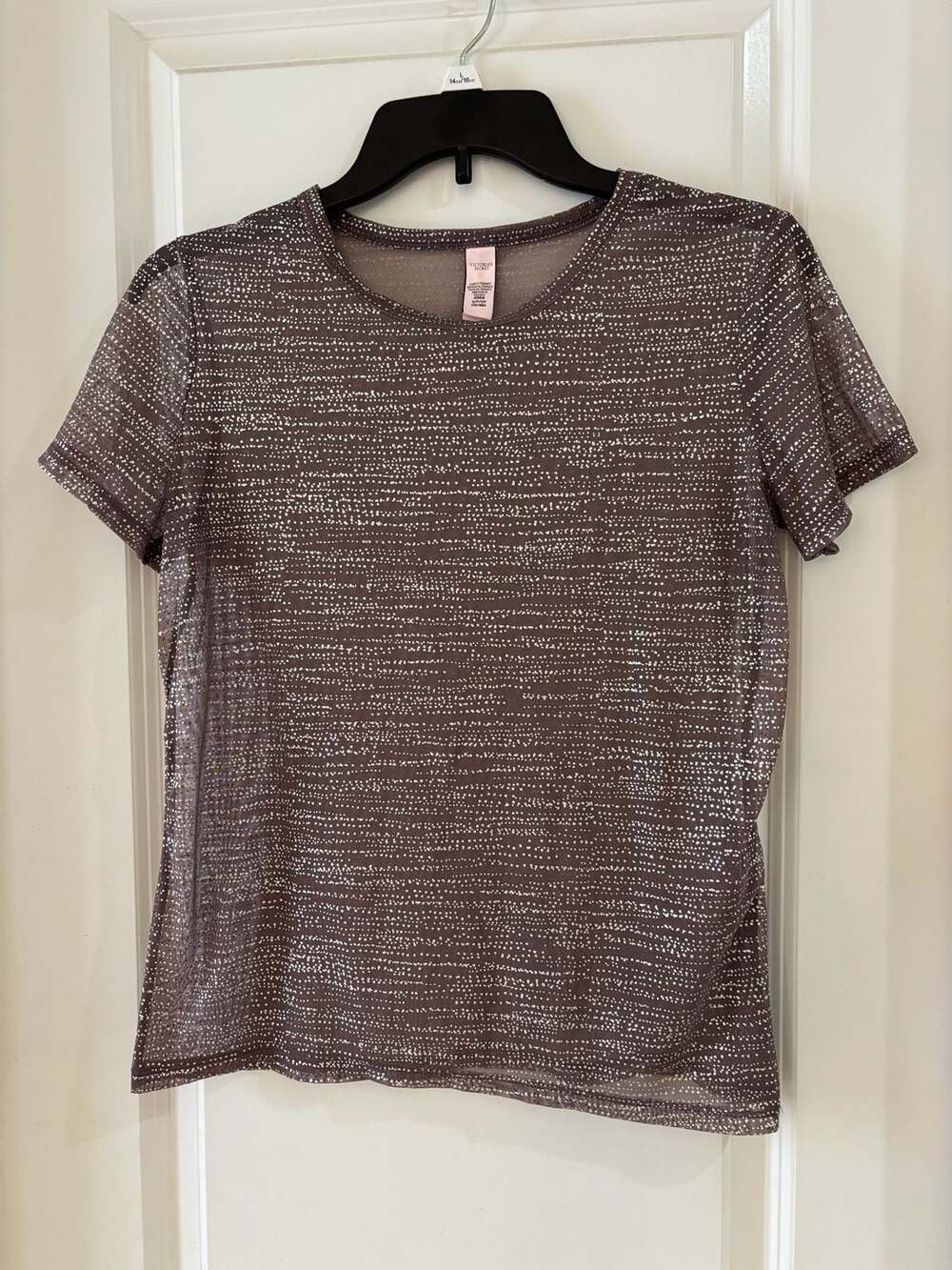 Victoria's Secret Sheer T Shirt Sparkly Brown & Silver Size Small Sexy